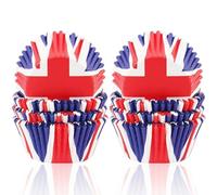 200Pcs Mini Union Jack Cupcake Cases,Paper Muffin Cake Wrappers Boxes Baking Cups Dessert Holder Cupcake Liners for Valentine's Day Wedding Birthday Party Union Jack Party Cake Decoration