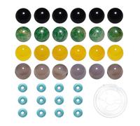 200pcs Mixed 8mm Natural Stone Beads Black Onyx Yellow Gray Agate African Green Jade Round Bulk Gemstone and 6mm Synthetic Turquoise Spacers for Jewelry Making Bracelet Necklace