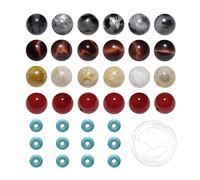 200pcs Mixed 8mm Natural Stone Beads Spectrolite Red Tiger Eye Chrysanthemum Jade Red Cornelian Round Bulk Gemstone and 6mm Synthetic Turquoise Spacers for Jewelry Making Bracelet Necklace