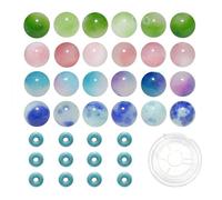 200pcs Mixed 8mm Optimized Stone Beads Green White Pink Purple Blue Multicolored Quartzite Jade and 6mm Synthetic Turquoise Spacers for Jewelry Making Bracelet Necklace