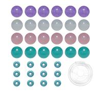 200pcs Mixed 8mm Stone Beads Lavender Purple Aquamarine Pink Amazonian Blue Quartzite Jade and 6mm Synthetic Turquoise Spacers for Jewelry Making Bracelet Necklace