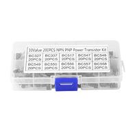 200pcs TO-92 Silicon NPN PNP Power Transistor Assortment Kit Set 10 Values with Plastic Storage Box