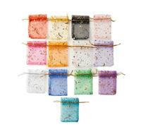 200Pcs Moon Star Organza Gift Bag Multicolor Jewelry Gifts Drawstring Pouches For Party Wedding Jewelry Packing