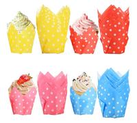200pcs Muffin Cases Tulip Cupcake Cases Tulip Muffin Cases for Baking Disposable Baking Cups Heat-Resistant Cake Cases for Christmas Birthday Party Greaseproof Muffin Cup