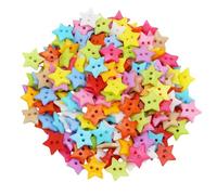 200Pcs Multicolor Star Buttons Sewing Buttons with Two Hole for Kids Art Craft Crochet Toy and Sewing Colored Star Shaped Selectors for