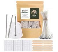 200pcs Natural Candle Wick kit,100pcs Wick stickers with 5pcs holders and 2pcs placing tube，for Soy Wax, Bees wax, Coconut Wax - DIY Candle Making Supplies for Beginners & Professionals