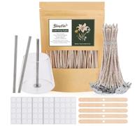 200pcs Natural Candle Wick kit,100pcs Wick Stickers with 5pcs Wick Holders and 2pcs Wick Placing Tube，for Soy Wax, Beeswax, Coconut Wax - DIY Candle Making Supplies for Beginners & Professionals