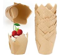 200pcs Natural Tulip Muffin Cases for Baking, Unbleached Baking Cups Cupcake Wrapper for Party, Cupcake Wrapper for Party, Wedding, Birthday, Christmas