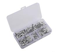 200pcs Non Insulated Butt Connectors Copper Wire Terminal Kit With Electro Tin Plating For Auto Marine And Industrial Wiring Projects Awg 22 To 10 Assorted Sizes In Storage Box Silver Finish