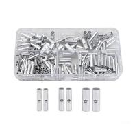 200PCS Non Insulated Butt Connectors for Electrical Wiring, AWG22 10 Compatible, Copper Tubular with Tin Plating, Bulk Pack for Professional and DIY Wire Splicing