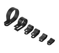 200pcs Nylon Plastic P Fasteners Clips Assorted Box Cable Conduit Kit for Fixing Cables Conduit Tubing Color White Black Diameters 5mm 6mm 9mm 12mm 19mm 28mm (Black)