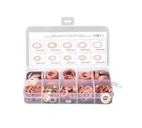 200Pcs O Ring Copper Metric Washers Assortment Kit Flat Sealing Washer 9 Sizes M5 M6 M8 M10 M12 M14