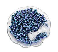 200pcs Oval Royal Blue Evil Eye Resin Lampwork Beads 10mm Charms Spacer Beads with Elastic Rope for Bracelets Necklace Jewelry Craft Making