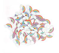 200Pcs Painted Wooden Buttons Rainbows Clouds Pattern for Sewing Children Girls Sweater Clothing Handcrafts DIY Homemade Clothes