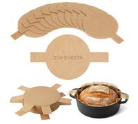 200PCS Parchment Paper Sheets for Sourdough Baking, 9-Inch Round Easy-Lift Parchment Paper for Baking, Non-Stick, Double Handle, for Baking and Air Fryer Baking Supplies