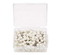 200PCS Pearl Push Pins Map Tacks Round Ball Plastic Pushpin Thumbtack Pins Decorative Thumb Tacks Marking Thumbtacks Pins for Cork Board Notice Board Bulletin Board Fabric Marking(Pearlescent white)