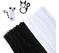 200pcs Pipe Cleaners Set, 30cm x 6mm long Craft Pipe Cleaner, Pipe Cleaners Chenille Stems, Pipe Cleaner Chenille Wire Bending Plush for DIY, Arts, Crafts Project, Decoration (Black+White)