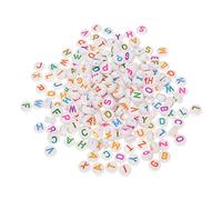 200PCS Plastic Alphabet Letters Beads Acrylic Alphabet Beads A-Z Letter Beads Single Letters Spacer Loose Beads Round Letter Charms For DIY Necklaces Bracelets Jewellery Keyring Making Crafts Resin