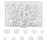 200pcs Plastic Hole Plug Set, 5/6/8/10/12mm Round Drill Hole Cover Caps, Push-in Type Button Plugs for Cabinets Machines Furniture