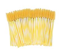 200pcs Portable Disposable Lash Brushes with Flexible Fiber Head for Travel, Makeup, and Salon Use - Pink Eyelash Mascara Brushes (Yellow)