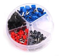 200Pcs Pre-Insulated Double Wire Ferrules, Tin Plated Copper Crimp Terminals in Round Box, Colour Coded TE7508/TE1008/TE1508/TE2510 for Electrical Wiring