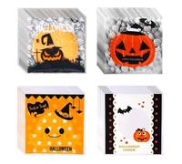 200Pcs Pumpkins Halloween Sweet Bags,Halloween Clear Cellophane Treat Bag,Self Adhesive Party Gift Bag Pumpkin Bat Pattern Candy Cookie Party Favor Bags for Candy Cookies Trick or Treat Party Supplies
