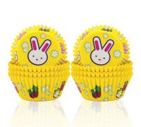 200Pcs Rabbit Muffin Cup Cake Paper Liners, Small Cupcake Wrapper Cases for Easter Baking, Yellow Bunny Paper Cases for Wedding Birthday Party Cake Decoration