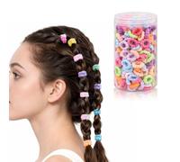 200Pcs Rainbow Color Polyester Mini Hair Ties, No Crease Elastic Ponytail Hair Bands Set