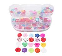 200pcs Resin Buttons Mixed Color Round Heart Shape with Storage Box, Sewing Buttons for DIY Craft Clothes Decoration - Durable Waterproof Resin, Multi - Use for Crafts and Clothi