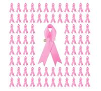 200Pcs Ribbon Badge Pins Fundraising Lapel Silk Fabric Brooch Social Event Public Welfare Party Supply Breast Cancers Awareness
