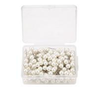 200pcs Round Ball Plastic Pushpin Thumbtack Pins in Rose Gold/White, Lightweight, Shiny Surface with Assorted Colors and Convenient Storage (Pearl White)