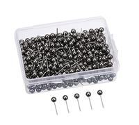 200Pcs Round Plastic Head Push Pins Head Push Pins Map Tacks Drawing Pins Map Pins for Pin Board Thumb Tacks (Black)