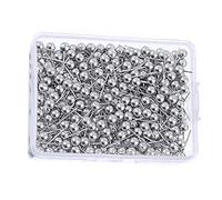 200Pcs Round Plastic Head Push Pins Head Push Pins Map Tacks Drawing Pins Map Pins for Pin Board Thumb Tacks (Silver)
