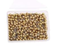 200Pcs Round Plastic Head Push Pins Head Tacks Map Push Pins Office School Supplies for Map Cork Notice Board Marking (KC Gold)
