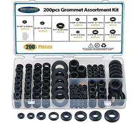 200PCS Rubber Grommet Kit Electrical Wire Gasket Firewall Solid Hole Plugs Wire Gasket Assortment… (200PCS)