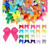 200PCS Satin Mini Bows, 2.2cm Small Ribbon Bows for Crafts, Mixed Colors Tiny Bows for DIY Cheer Pins, Party Decor, Gift Wrapping