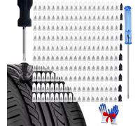 200PCS Screw Plugs for Tires, Fast Self-Service Tire Repair Tools, Flat Tire Repair Screw in Rubber Plug, Heavy Duty Puncture Tire Nails Kit with 2 Sizes for Car Motorcycle