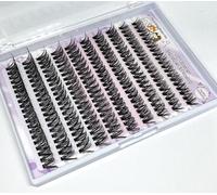 200pcs Self Adhesive Cluster Lashes DIY Press On Eyelashes Pre Glued Russian Fan Extensions (30D, C Curl)