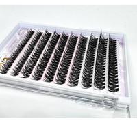 200pcs Self Adhesive Cluster Lashes DIY Press On Eyelashes Pre Glued Russian Fan Extensions (40D, C Curl)