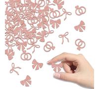 200Pcs She's Tying the Knot Confetti Pink Bow Coquette Bachelorette Bridal Shower Engagement Wedding Party Decoration Rose Gold Glitter