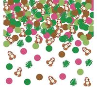200Pcs Sloth Confetti, Lovely Animal Table Scatter Confetti with Green Tropical Palm Leaves Art Decor for Boys Girls Birthday Children's Party Supplies