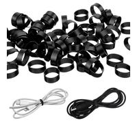 200pcs Small Elastic Bands, Silicone Rubber Bands Cable Ties, Black Rubber Band, Black Silicone Flat Band, Reusable Rubbers Rings, Non-Slip Thick Heavy Duty Cable Ties for Office Home Cord Wrapping