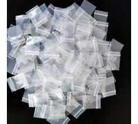 200pcs Small Plastic Bags, 1" x 1" 4 Mil Reusable Clear Thick Mini Zipper Poly Baggies for Pills, Beads, Jewelry Parts, Small Items