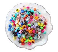 200pcs Smile Face Beads,Happy Face Spacer Beads Charms for DIY Jewelry Bracelet Earrings Necklace Craft Making Supplies(Transparent Colorful)