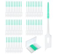 200Pcs Soft Silicone Dental Floss Picks, Dual-Use Interdental Brushes with Convenient Carry Case, Dental Floss Picks for Teeth Cleaning & Oral Care, Toothpicks Brushes (Green Color)