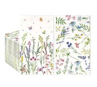 200Pcs Spring Floral Paper Napkins, 2-Ply Decorative Watercolor Wildflower Guest Dinner Napkins Disposable Hand Towels for Bathroom Birthday Tea Party Wedding Wildflower Party Decorations