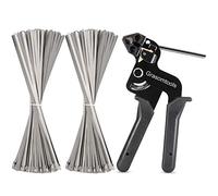 200PCS Stainless Steel Cable Ties and Metal tie wrap Gun kit,Zip Tie Tool, 4.6 * 270mm Stainless Steel Cable Ties