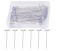 200PCS Stainless Steel T-Pins for Blocking Knitting, Wig Making, Modelling, and Craft Projects, 51mm Durable Straight Pins with Plastic Storage Box, Perfect for Wig Heads and Fabric Work