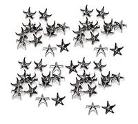 200Pcs Star Rivets 5 Pointed Star Claw Nails DIY Decoration Accessories Premium Zinc Alloy Silver Gold Black Gun Black 10MM for Clothing Leather Crafts Hats (Silver Black)