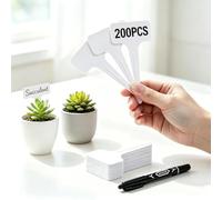 200Pcs T-Type Plant Labels and 1pcs Pen for Outdoor Plants, Plant Markers Labels Plastic White Garden Plant Tags for Nursery Seed, Herb, Seedling, Vegetables, Flower, Potted Plant, 6x10cm